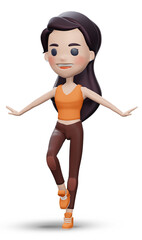 3D digital render of a beautiful yoga exercising girl isolated on white background