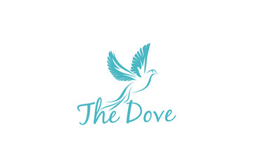 Dove bird animal logo flying bird charity and spirituality icon symbol love wedding illustration