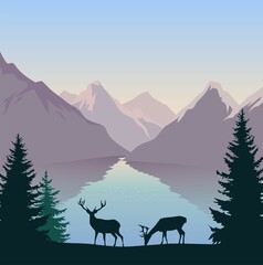 Obraz na płótnie Canvas deer in the mountains