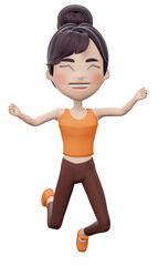 3d render. Woman doing exercise. , jump