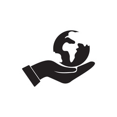 Care of planet line icon. Hand holding globe, ecology, peace. Recycling concept