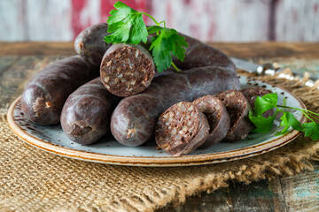 Traditional Polish black pudding with buckwheat groats