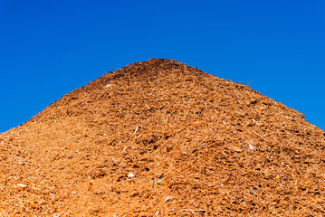 Fototapeta na wymiar Alternative fuel,ecological fuel,biofuel sawdust,sawdust closeup background.Sawdust texture.A large pile of sawdust from wood after wood processing.Outdoors shot.