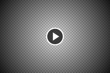 Play video black round sign on transparent background with play button. Vector semitransparent layer for videoplayer design