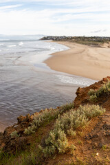 The Onkaparinga River  and Port Noarlunga beach at Port Noarlunga South Australia on September 22nd 2022