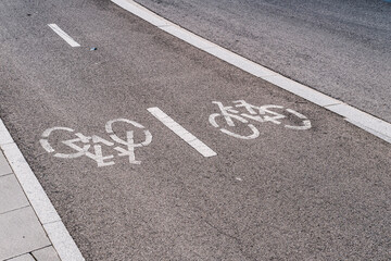 traffic sign in an exclusive lane for bicycles in Barcelona