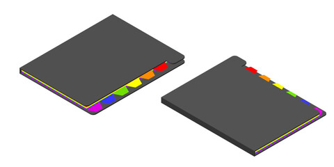 Colorful File folder. 3d Vector illustration. Isometric projection.