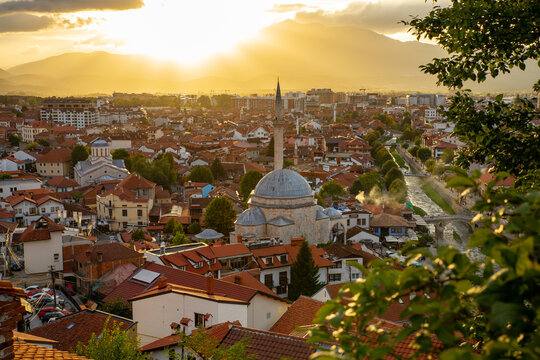 Prizren Old Town and Sinan Pasha Mosque. Popular Tourist Destination in Kosovo. Historic and touristic city located in Prizren. Balkans. Europe. 