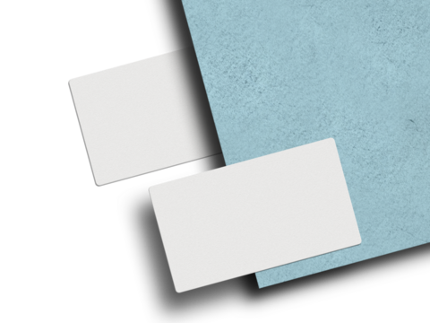 Minimal white and blue business card mockup