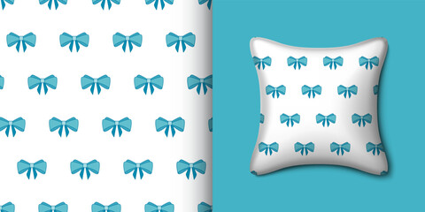 Fototapeta na wymiar Ribbon seamless pattern with pillow. Vector illustration