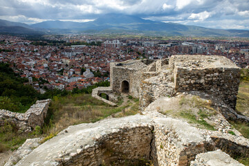 Fototapeta na wymiar Prizren Old Town and Fort. Popular Tourist Destination in Kosovo. Historic and touristic city located in Prizren. Balkans. Europe. 