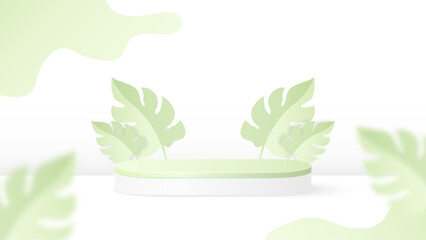 Podium background with leaves