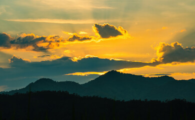 Anti Criputcular Ray after sunset behind the mountains