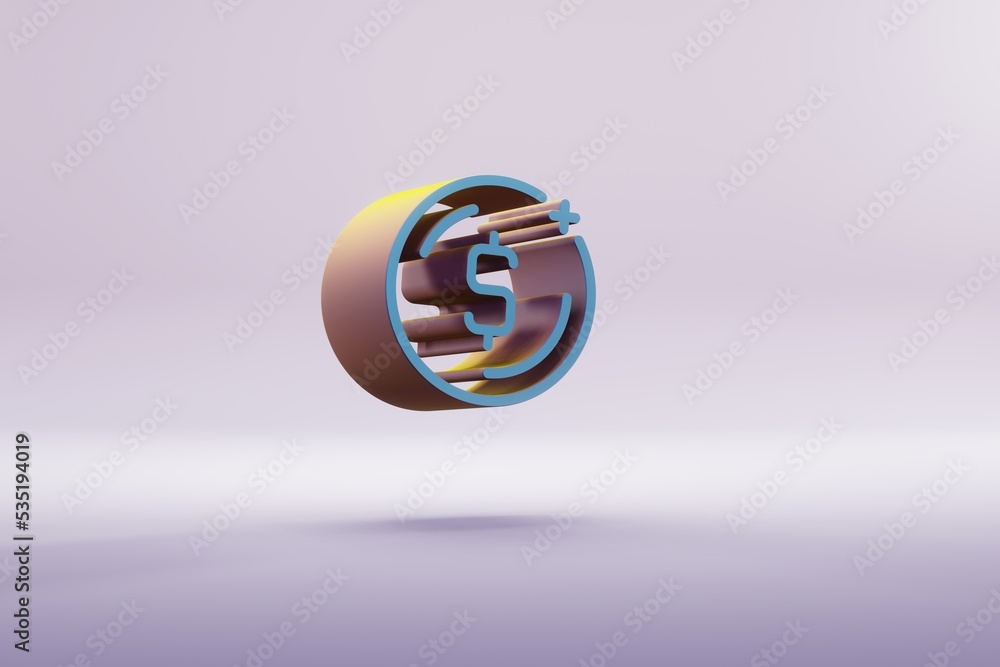 Aufkleber beautiful illustration blue coin dollar symbol icons on a bright pink background. 3d rendering illus