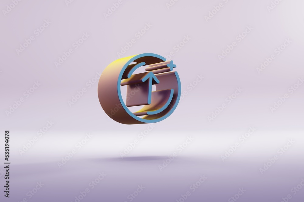Aufkleber beautiful illustration blue coin arrow up symbol icons on a bright pink background. 3d rendering ill