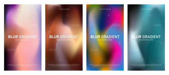 Fototapeta na wymiar Abstract gradient fluid liquid cover template. Set of modern poster with vibrant graphic color, hologram, dot pattern. Minimal style design for flyer brochure, background, wallpaper, banner.