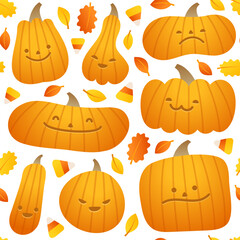 Halloween Pumpkins Seamless Pattern