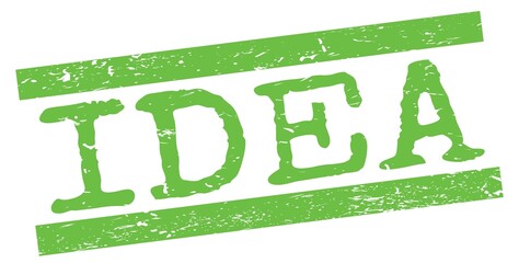 IDEA text on green lines stamp sign.
