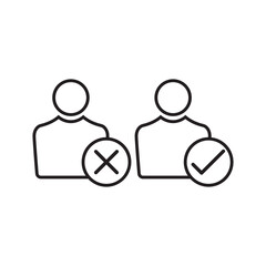 Users with Right and wrong sign outline icon
