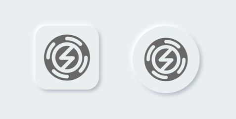 Wireless charging solid icon in neomorphic design style. Electricity signs vector illustration.