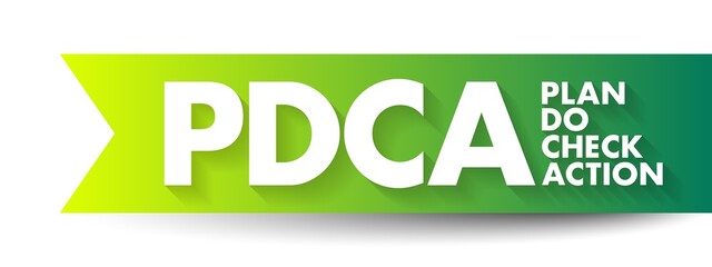 PDCA Plan Do Check Action - management method used in business for the control and continuous improvement of processes and products, acronym text concept background