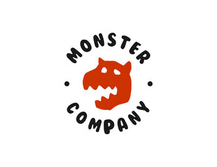 Monster face logo design vector
