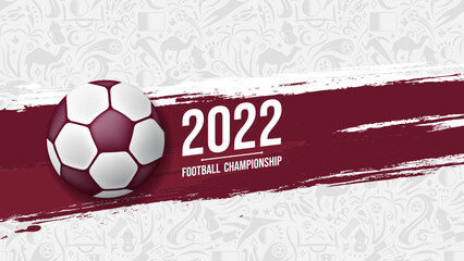 2022 Football championship with 3D ball on sport soccer pattern background vector illustration © Vectoro