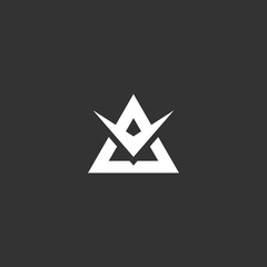 Obraz premium Bold and a bit abstract letter a logo design. Initial a on a triangle geometric icon isolated on dark background. 