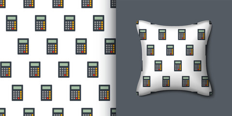 Calculator seamless pattern with pillow. Vector illustration