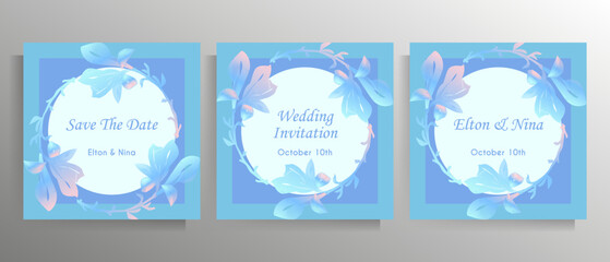 Wedding invitation design. Set of vector templates for cards, posters.