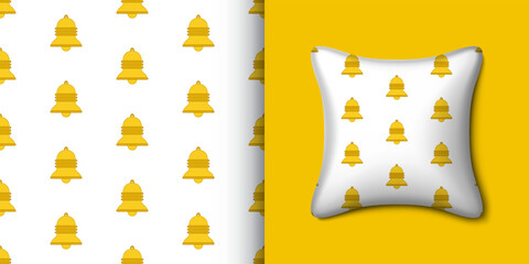 Bell seamless pattern with pillow. Vector illustration