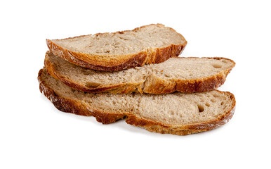 sliced fresh bread with natural ingredients on a white background