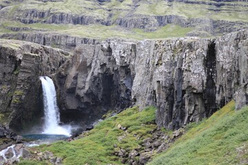 Icelandic waterfall in a sunny day