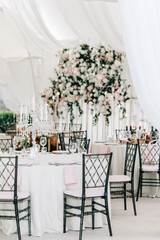 Stylish wedding table decoration and table setting.