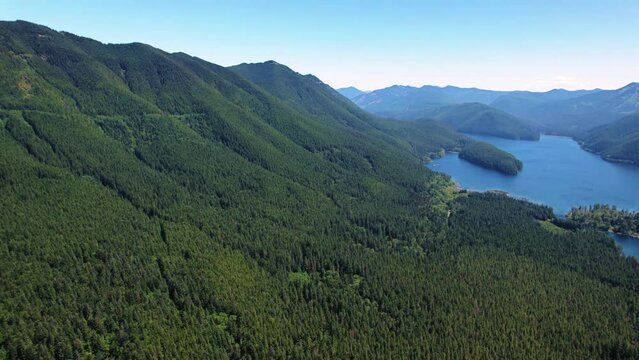 Breathtaking Aerial of Mountain Lake in Washington Evergreen State