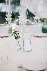 Stylish wedding table decoration and table setting.