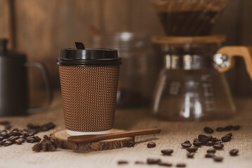 Coffee mugs made of brown paper.