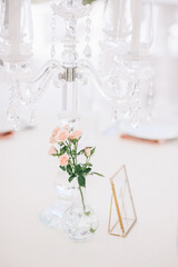 Stylish wedding table decoration and table setting.