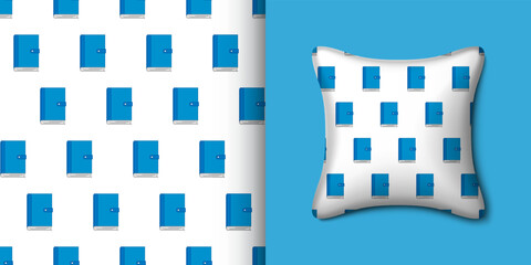 Notebook seamless pattern with pillow. Vector illustration