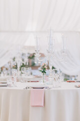 Stylish wedding table decoration and table setting.