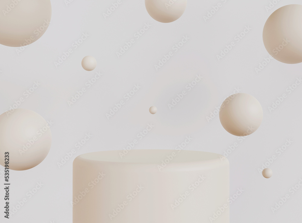 Poster empty cylinder podium on minimal background. abstract minimal scene with geometrical forms. design f