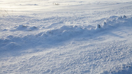 Snow covered road side in winter