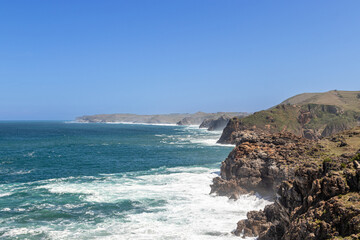 Beautiful wild landscape of cliffs in Cantabria, in the north of Spain. Fantastic hiking trails and nature.