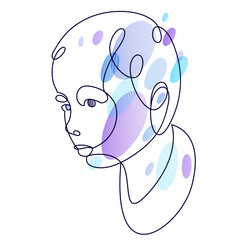 Cute beautiful boy portrait vector line art illustration isolated, toddler kid artistic line art drawing.