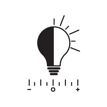 Level Light Icon, Control Scale For Bright, Regulation Contrast, Electric Bulb Energy, Adjustment Brightness, Thin Line Web Symbol On White Background