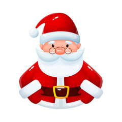 Santa claus, cute character, vector illustration isolated on white background