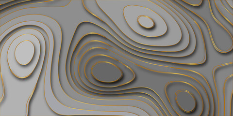 Abstract design with black and white background . Topographic map in paper cut style. 3d abstract background with cut out waves modern cover. Minimalistic modern design for business presentations .
