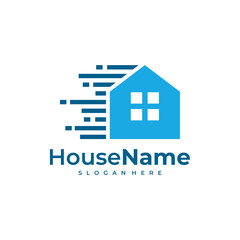 Fast House logo designs concept vector. Tech Home logo template