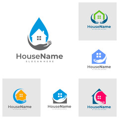 Set of House Care logo designs concept vector. Medical Home logo template