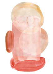 Abstract hand-painted watercolor compositions, shapes on white background, house decor in Scandinavian style